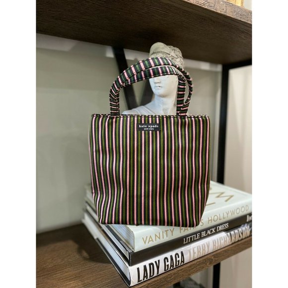 (Sold) VINTAGE Kate Spade Striped Mini Bucket Bag - Picture 2 of 9